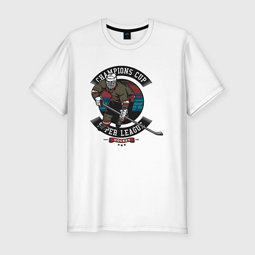 Мужская slim-футболка Хоккей супер лига / Белый – фото 1
