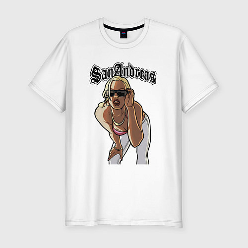 Мужская slim-футболка GTA San Andreas girl / Белый – фото 1