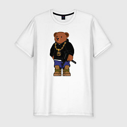 Мужская slim-футболка Gangsta bear Крутой мишка