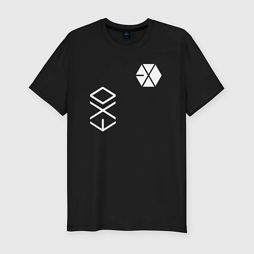 Мужская slim-футболка Логотип группы exo / Черный – фото 1