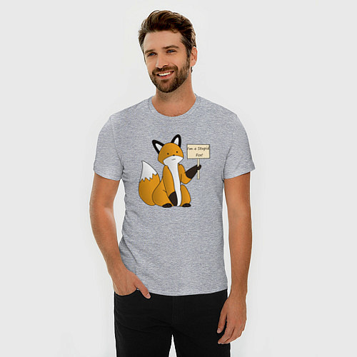 Мужская slim-футболка I am a stupid fox / Меланж – фото 3