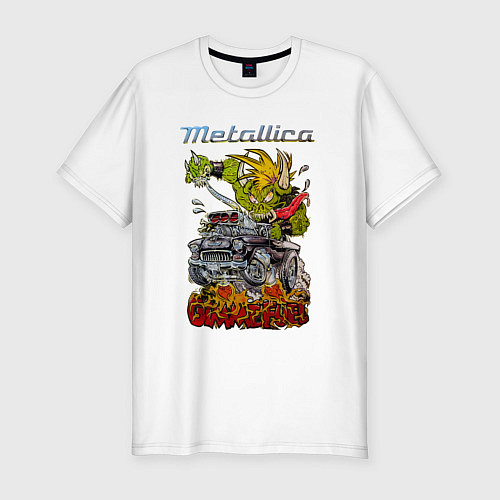 Мужская slim-футболка Metallica Gimme fuel / Белый – фото 1