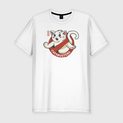 Мужская slim-футболка Catsbusters / Белый – фото 1