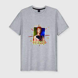Футболка slim-fit David Bowie ожерелье бусы и перья, цвет: меланж