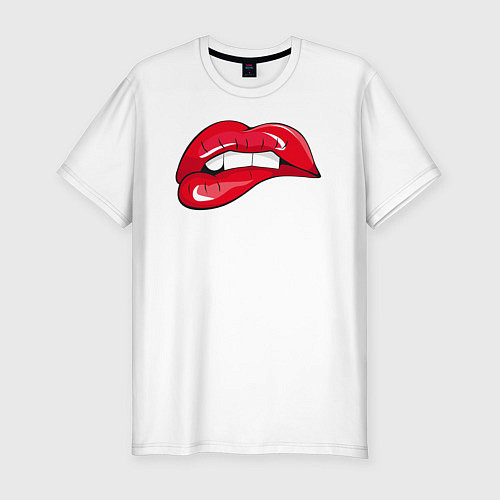 Мужская slim-футболка Red kiss губы / Белый – фото 1