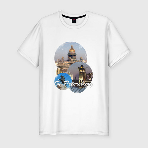Мужская slim-футболка Санкт-Петербург Россия / Белый – фото 1