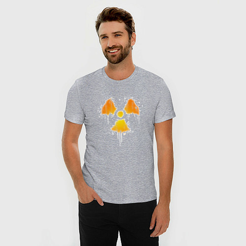 Мужская slim-футболка Radioactive symbol / Меланж – фото 3