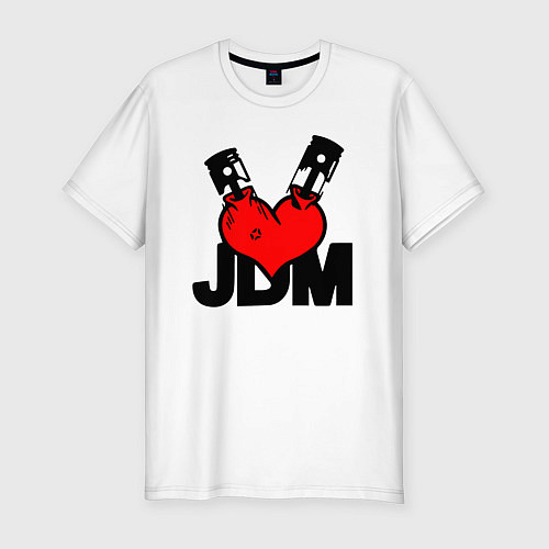 Мужская slim-футболка JDM Heart Piston Japan / Белый – фото 1