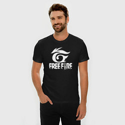 Футболка slim-fit Free Fire - белый лого, цвет: черный — фото 2