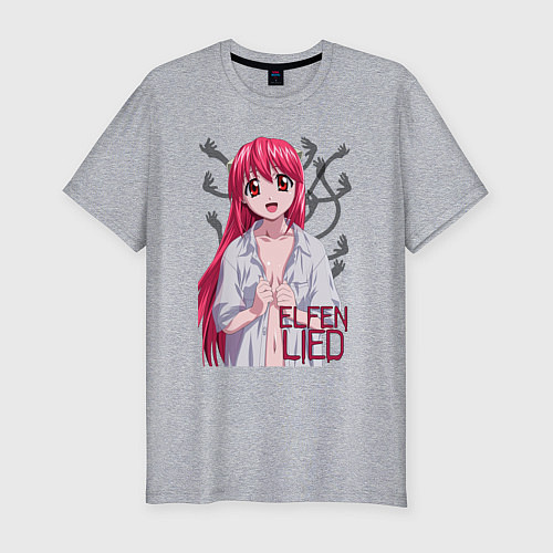 Мужская slim-футболка Elfen lied Lucy / Меланж – фото 1