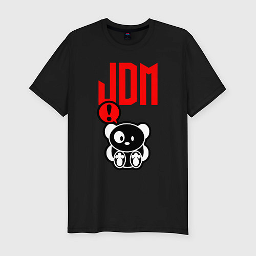 Мужская slim-футболка JDM Panda Japan Bear / Черный – фото 1