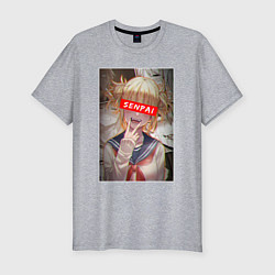 Футболка slim-fit Надпись Senpai Ahegao, цвет: меланж