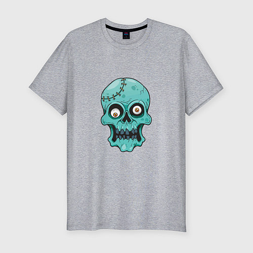 Мужская slim-футболка Zombie Skull / Меланж – фото 1