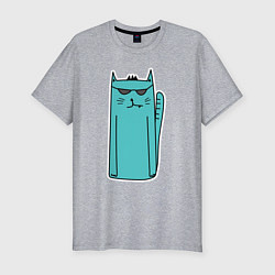 Мужская slim-футболка Бирюзовый кот