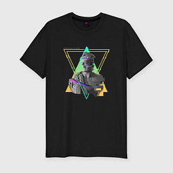 Мужская slim-футболка Neon Vaporwave Glitch Statue
