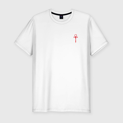 Мужская slim-футболка The Masquerade Bloodhunt Red Emblem спина / Белый – фото 1