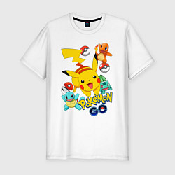 Футболка slim-fit ПОКЕМОНЫ POKEMON, цвет: белый