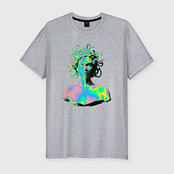 Мужская slim-футболка Gorgon Medusa Vaporwave Neon