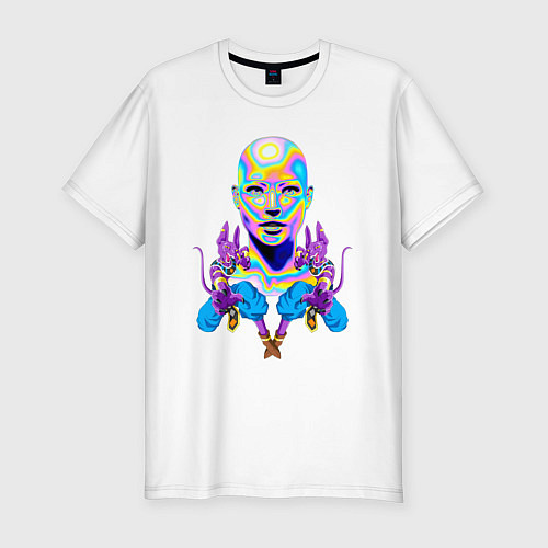 Мужская slim-футболка Богиня и коты Vaporwave Neon / Белый – фото 1