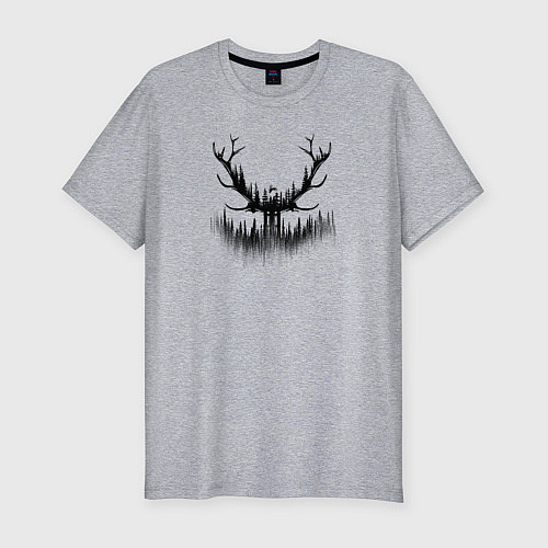 Мужская slim-футболка Велосипедный олень / Меланж – фото 1
