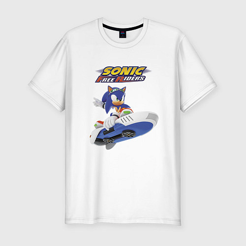 Мужская slim-футболка Sonic Free Riders Hedgehog Racer / Белый – фото 1