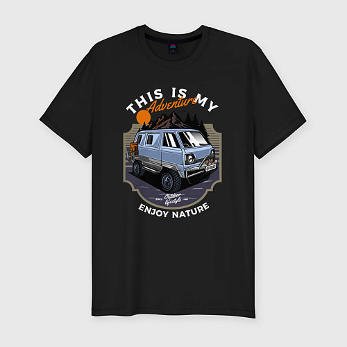 Мужская slim-футболка Авто для путешествий / Черный – фото 1