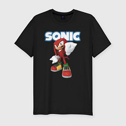 Футболка slim-fit Knuckles Echidna Sonic Video game Ехидна Наклз Вид, цвет: черный