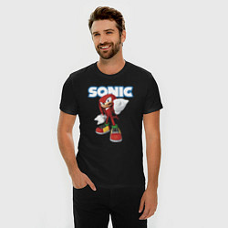 Футболка slim-fit Knuckles Echidna Sonic Video game Ехидна Наклз Вид, цвет: черный — фото 2