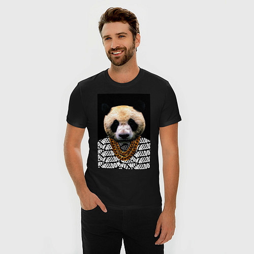 Мужская slim-футболка Panda Look 2 / Черный – фото 3