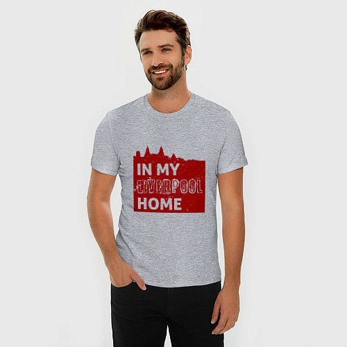 Мужская slim-футболка Home - Liverpool / Меланж – фото 3