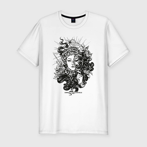 Мужская slim-футболка Lady Darkness Леди Тьма Готический рисунок / Белый – фото 1