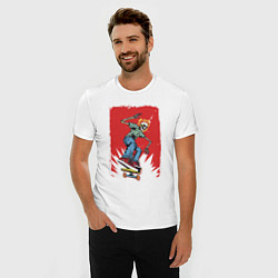 Футболка slim-fit Fire skull Skateboarding man on a red background E, цвет: белый — фото 2