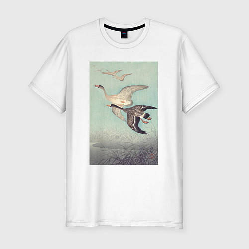 Мужская slim-футболка Great Geese in Flight / Белый – фото 1