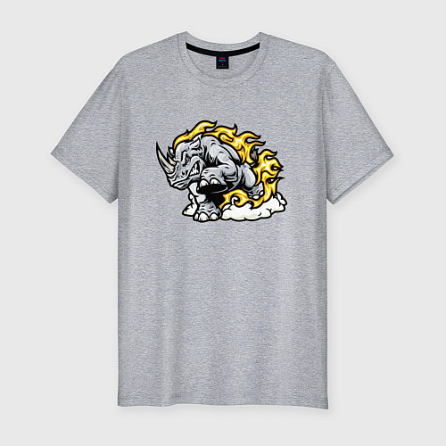 Мужская slim-футболка Разъяренный носорог Power Мощь / Меланж – фото 1