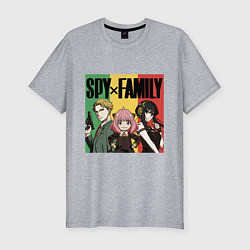 Мужская slim-футболка Семья шпиона на цветном фоне Spy x Family