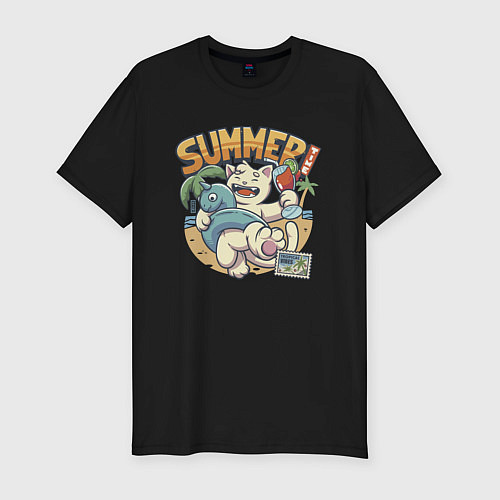 Мужская slim-футболка Summer time: Tropical Vibes / Черный – фото 1