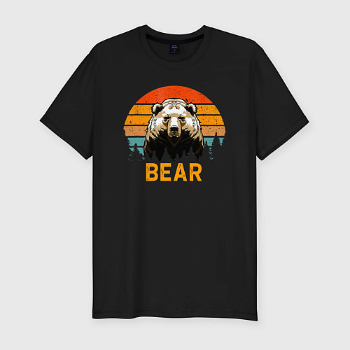 Мужская slim-футболка BEAR МЕДВЕДЬ / Черный – фото 1