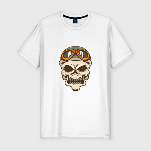 Мужская slim-футболка Biker - Skull / Белый – фото 1