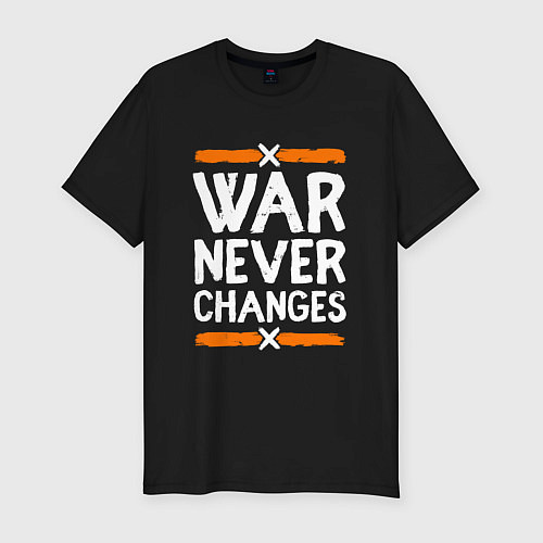 Мужская slim-футболка War never changes Fallout / Черный – фото 1