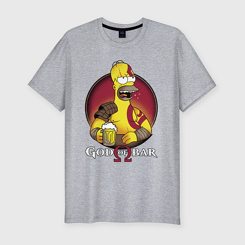 Мужская slim-футболка Homer god of bar / Меланж – фото 1