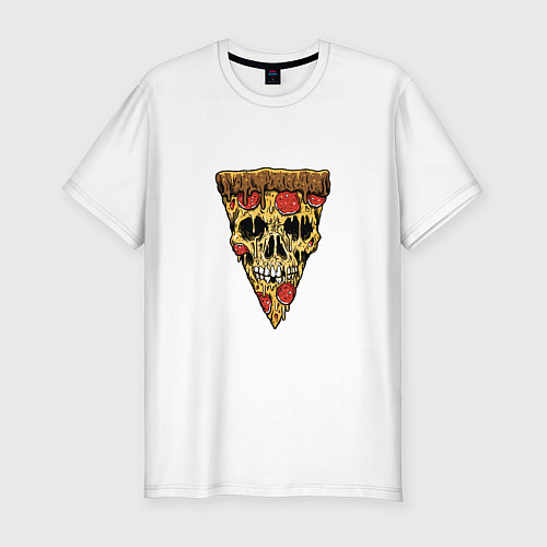 Мужская slim-футболка Pizza - Skull / Белый – фото 1