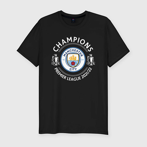 Мужская slim-футболка Manchester City Champions 2122 / Черный – фото 1
