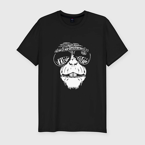 Мужская slim-футболка Обезьяна в очках хлопок / Черный – фото 1