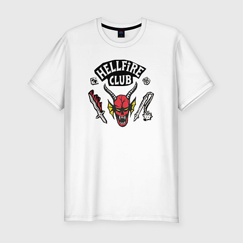 Мужская slim-футболка Hellfire Club Sticker Stranger Things 4 / Белый – фото 1