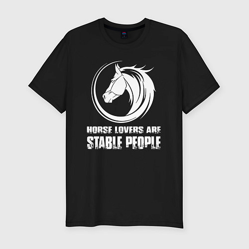 Мужская slim-футболка Любители лошадей стойкие люди / Черный – фото 1