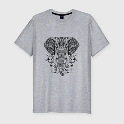 Футболка slim-fit Слон в стиле Мандала Mandala Elephant Be Strong, цвет: меланж