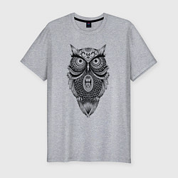 Футболка slim-fit Сова в стиле Мандала Mandala Owl, цвет: меланж