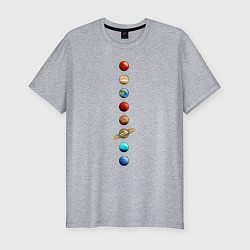 Мужская slim-футболка Парад нарисованных планет