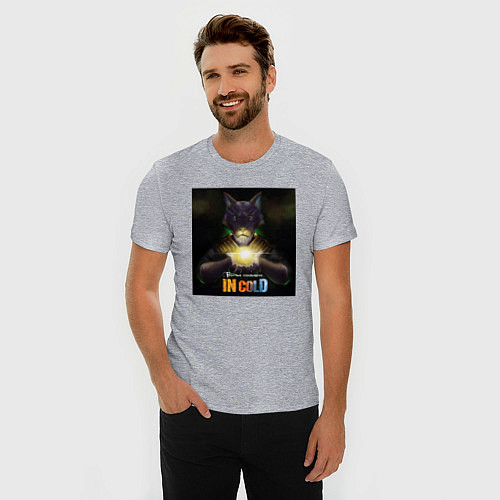 Мужская slim-футболка IN COLD волчье солнышко / Меланж – фото 3