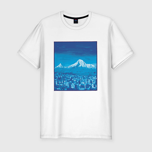 Мужская slim-футболка Гора Арарат Пейзаж Mount Ararat Landscape Масис / Белый – фото 1